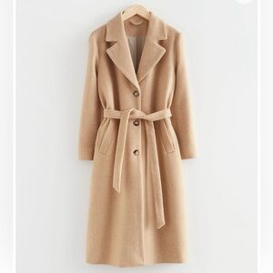 & Other Stories Single-Breasted Belted Coat Beige